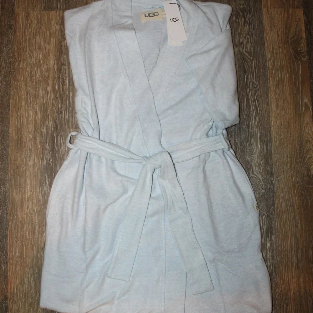 NWT UGG WOMEN'S 3/4‎ SLEEVE LIGHTWEIGHT SOFT BATHROBE BLUE